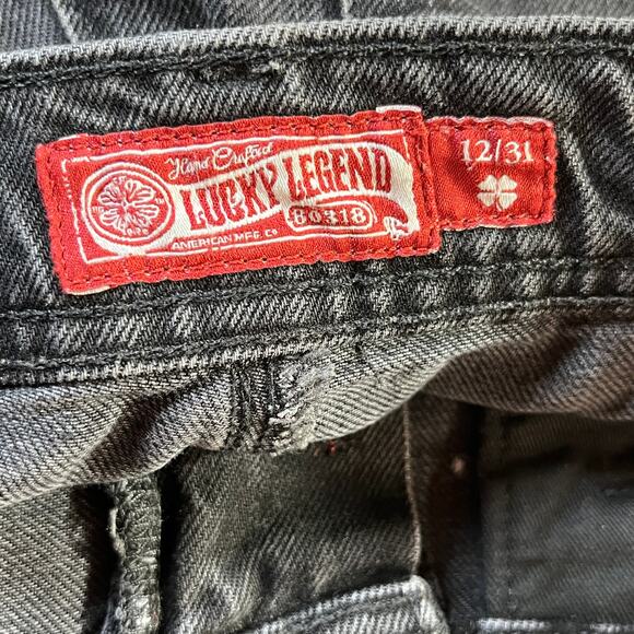 Lucky Legend Jeans Womens Size 12/31 Black Denim High Rise Wide Leg Raw Frayed - Picture 6 of 13